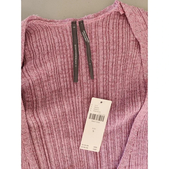 NWT By Anthropologie Long Shine Cardigan Sweater Size S Pink - Picture 10 of 12